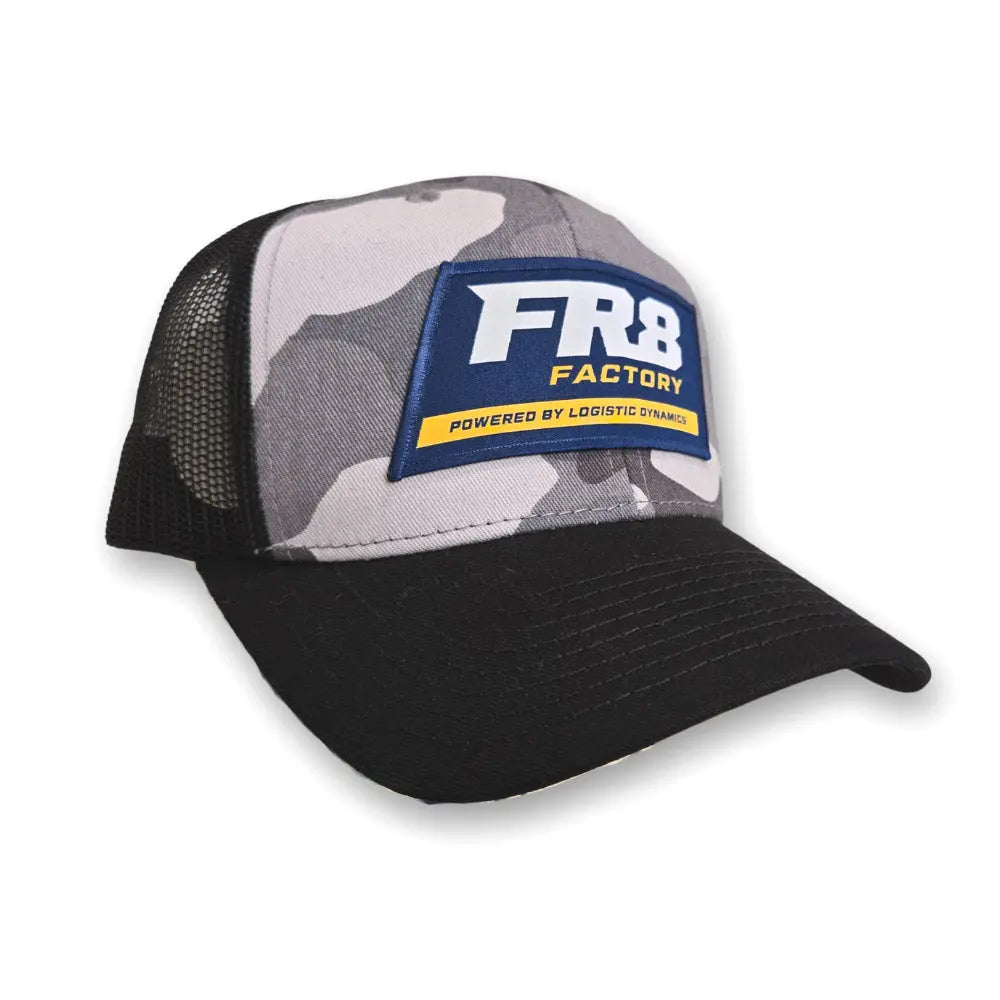 White & Grey Camo Trucker Hat FR8 Factory Logo