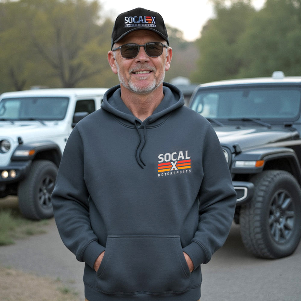 blue petrol hoodie sweatshirt also shown Black Socalx logo hat