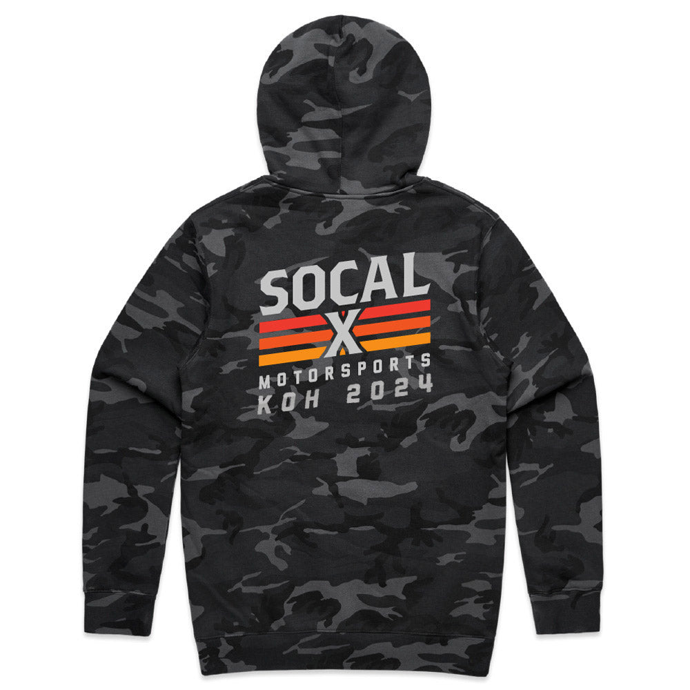 Black & Grey Camo Hoodie with Socalx KOH2024 Logo back
