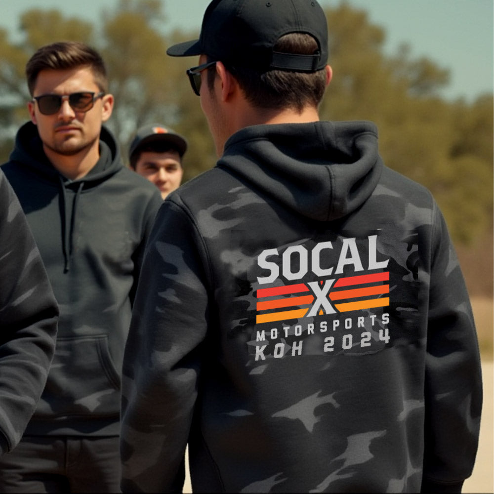 Black & Grey Camo Hoodie with Socalx KOH2024 Logo back