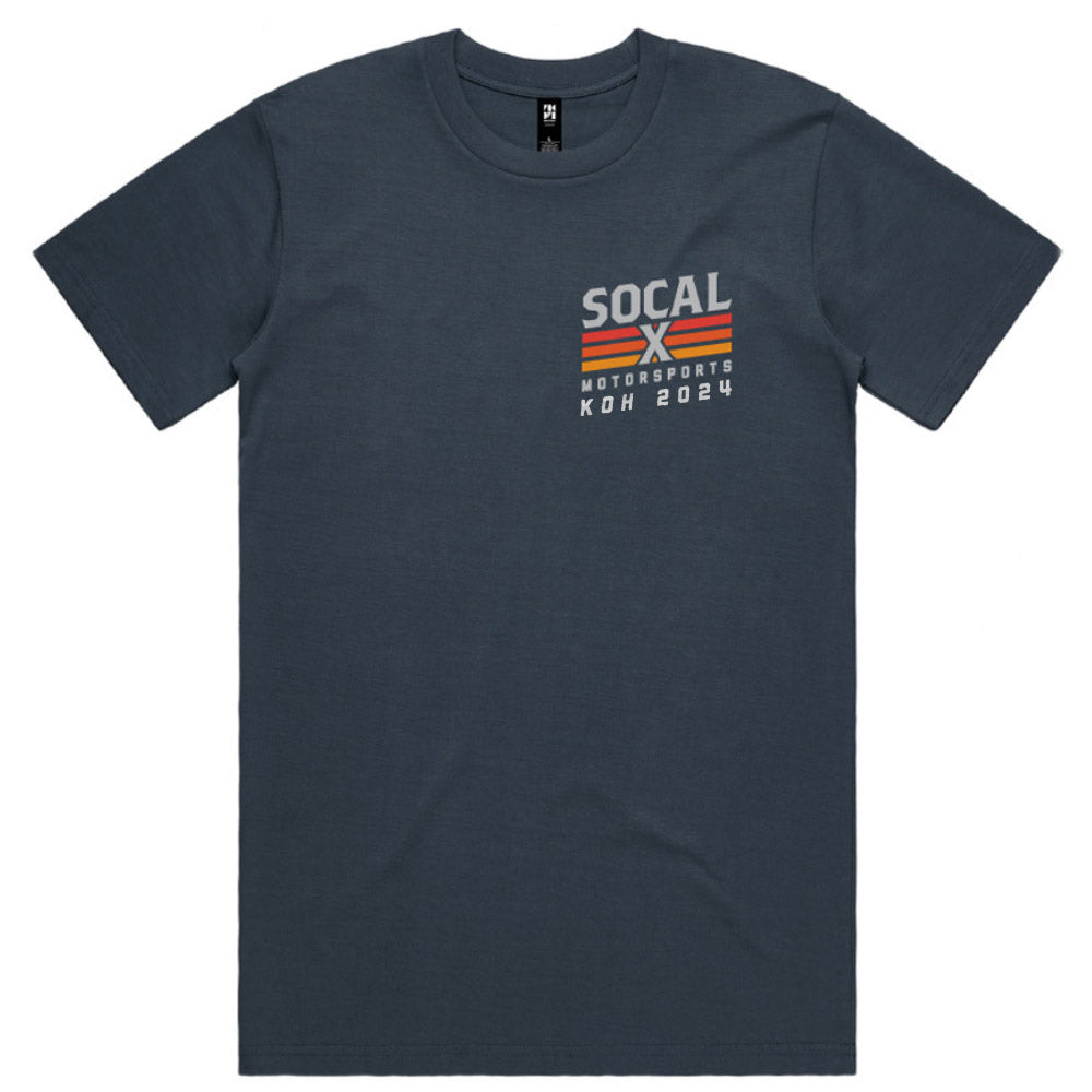 Men's Petrol Blue T-Shirt w Socalx KOH2024 Logos front