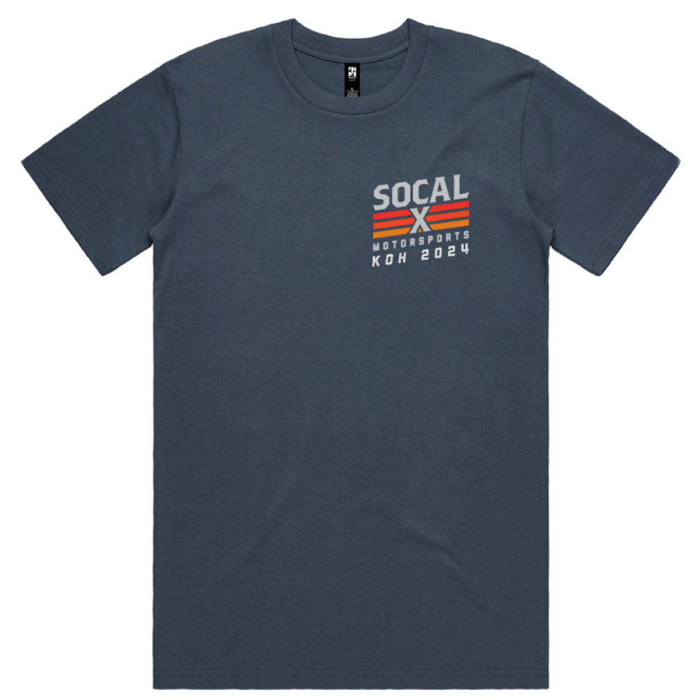 Men's Petrol Blue T-Shirt w Socalx KOH2024 Logos Socalx