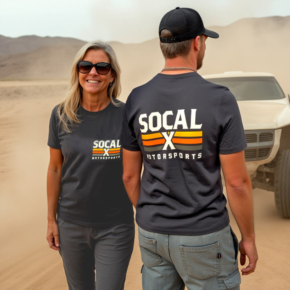 Socalx Motorsports Logo Dark Grey T-Shirt front and back view