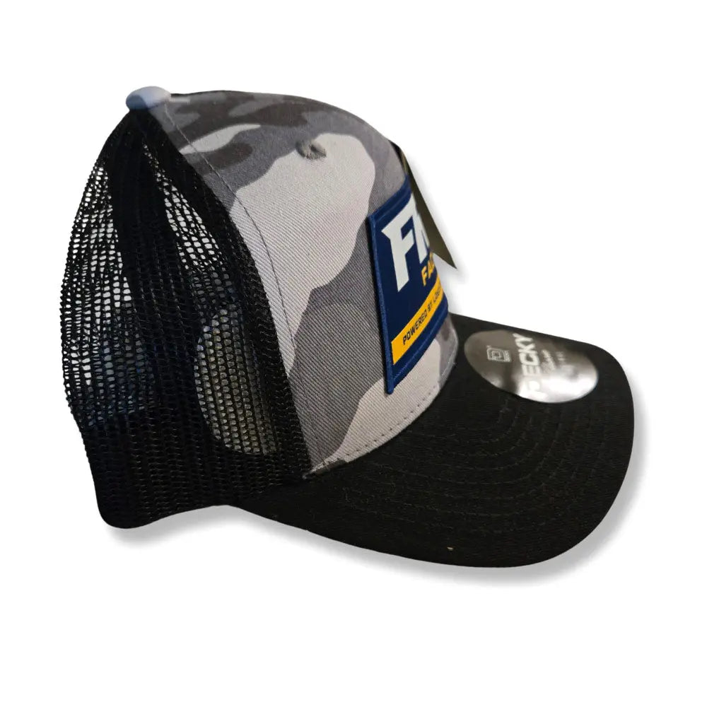 White & Grey Camo Trucker Hat FR8 Factory Logo