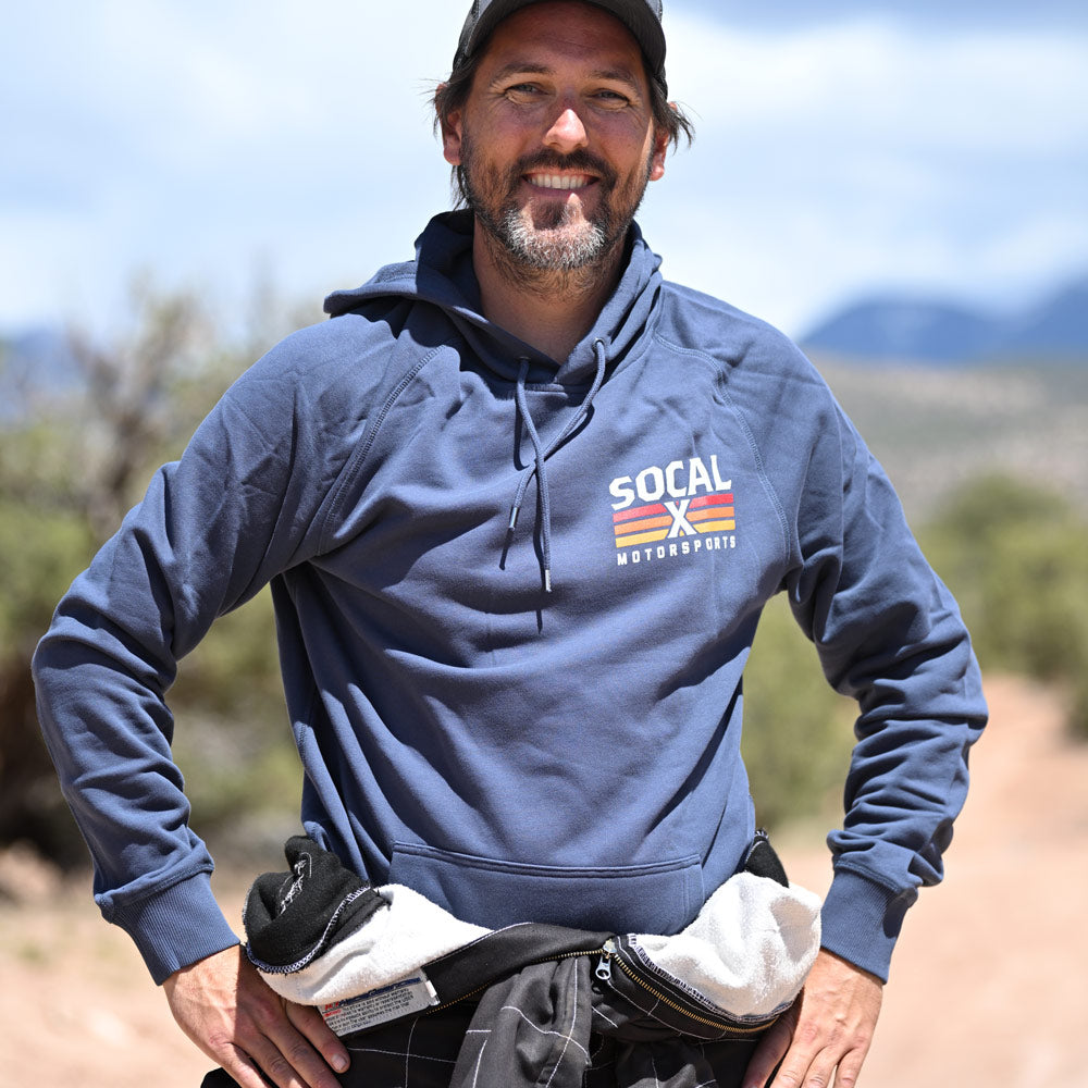 Petrol Blue Hoodie with Socalx Motorsports Logo
