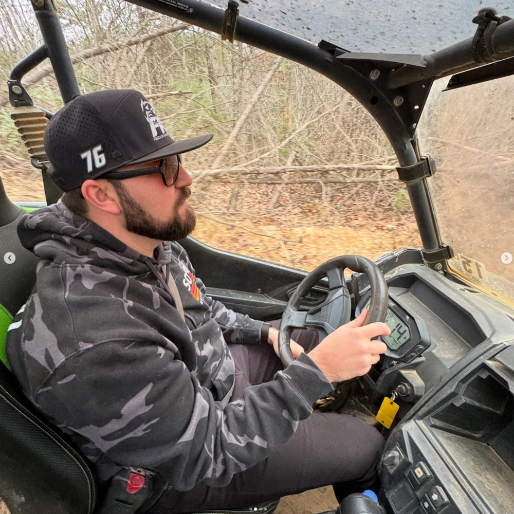 Socalx black camo hoodie worn by Spencer Boyd pro NASCAR truck series racer