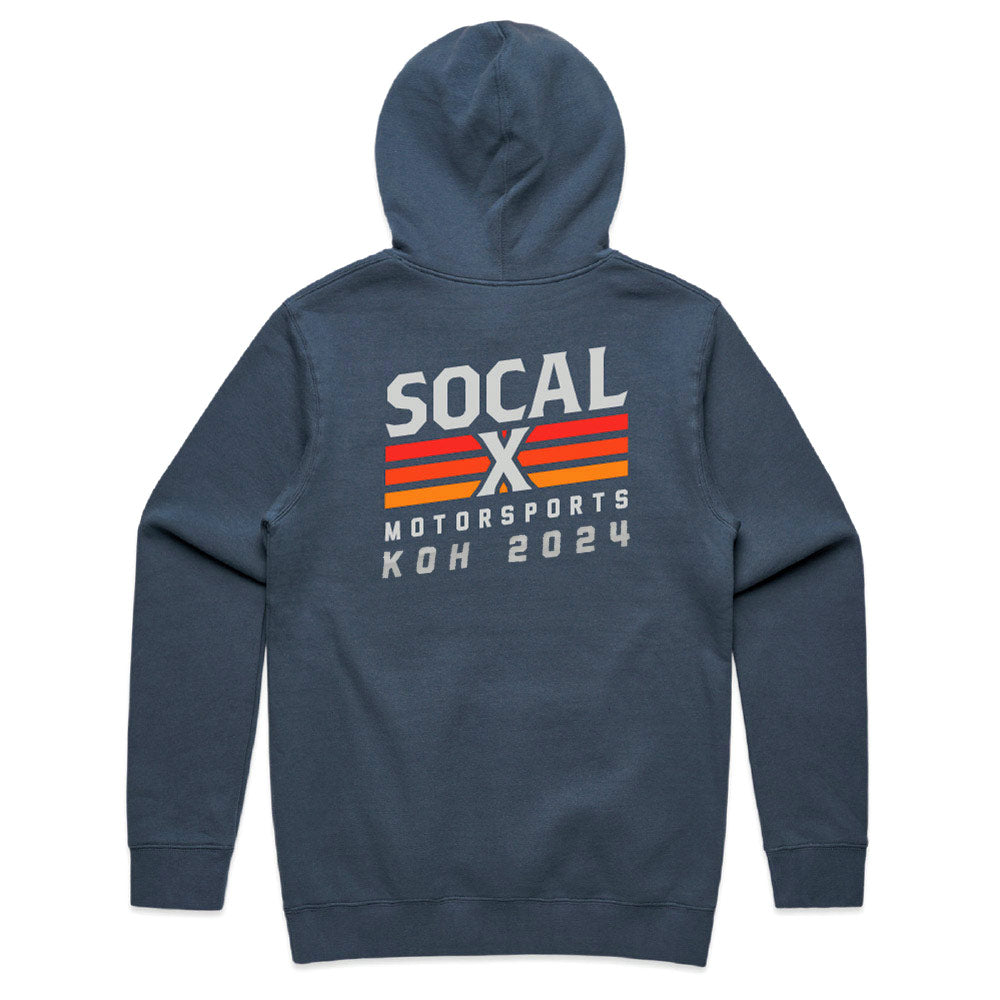 Petrol Blue Hoodie with Socalx KOH2024 Logo back logo
