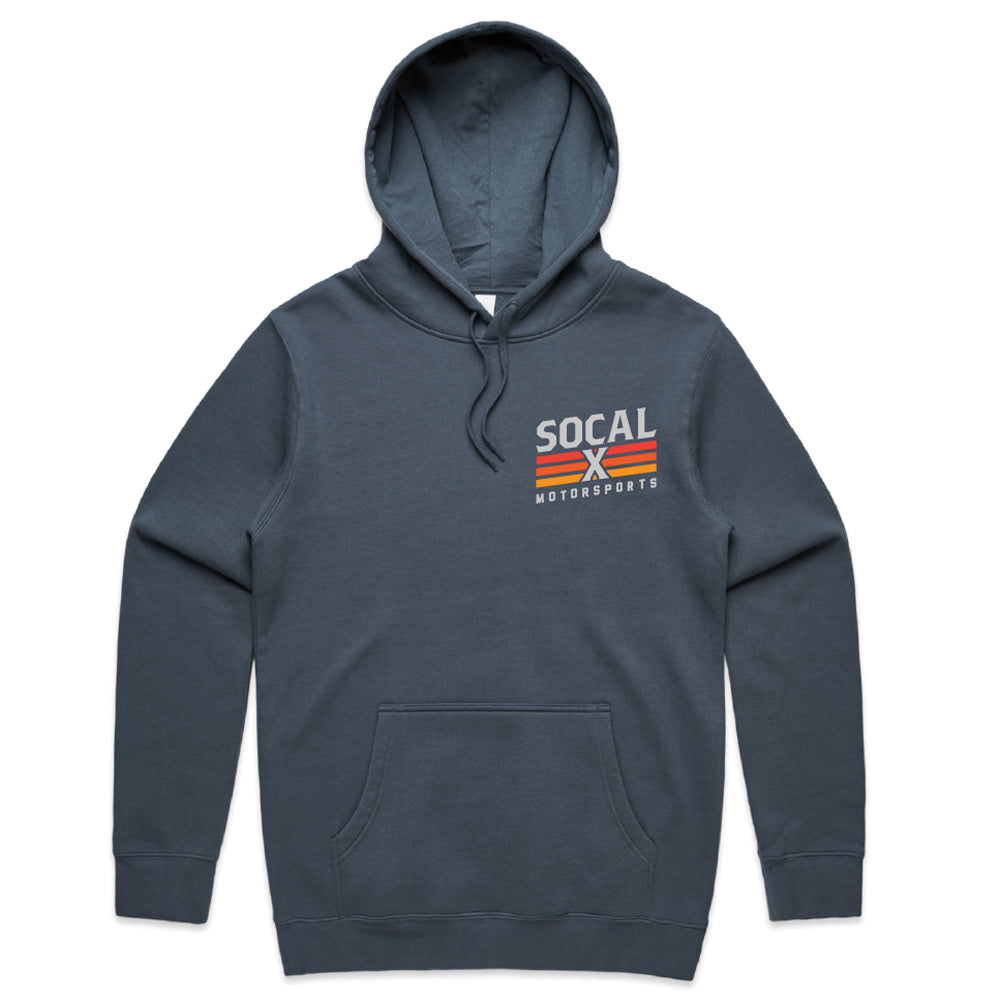 Petrol Blue Hoodie with Socalx Motorsports Logo