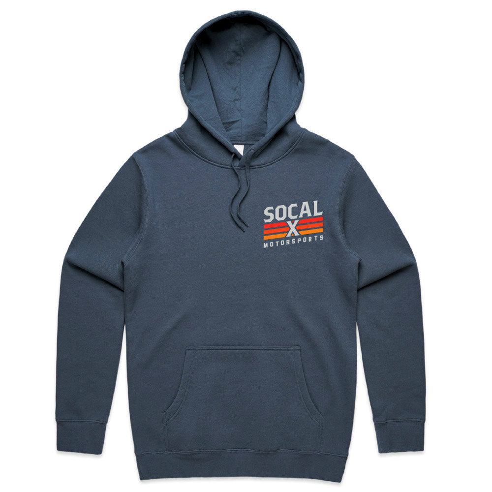 Petrol Blue Hoodie with Socalx Motorsports Logo Socalx