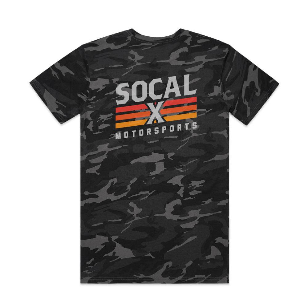 Men's Black & Grey Camo T-Shirt w Socalx Motorsports back