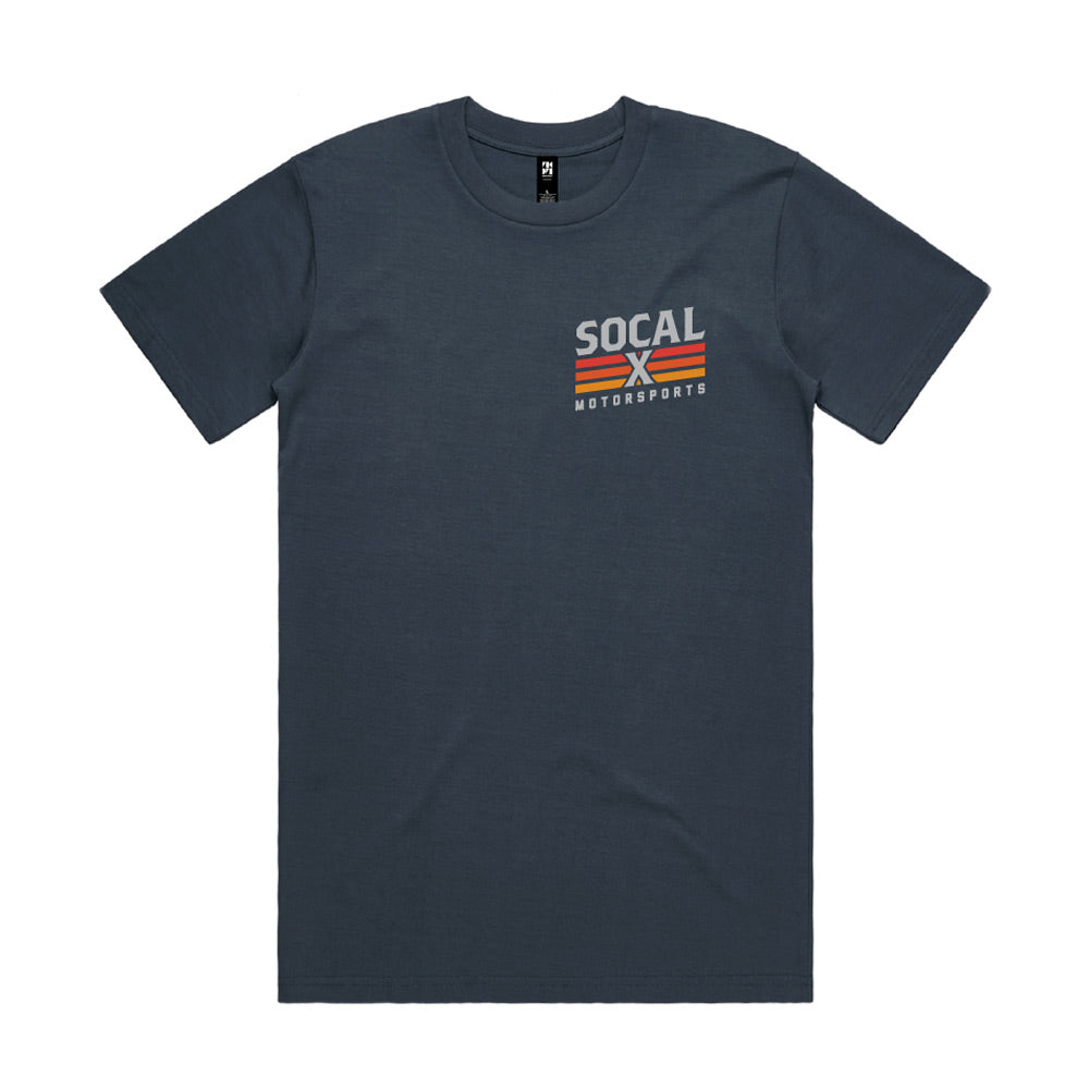 Men's Petrol Blue T-Shirt w Socalx Logos front