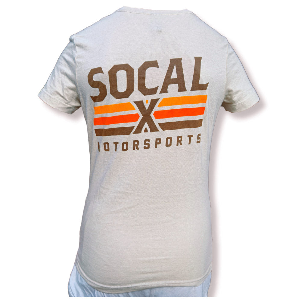 Socalx Motorsports Logo Women's Tan T-Shirt back side